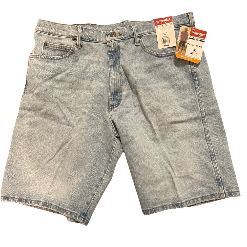 Wrangler Five Star Heritage Relaxed Fit Low Stretch 10" Inseam Size 36 NWT Blue